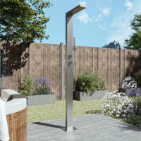 Chrome Thermostatic Outdoor Shower with Pencil Hand Shower 2 Outlets - Suva