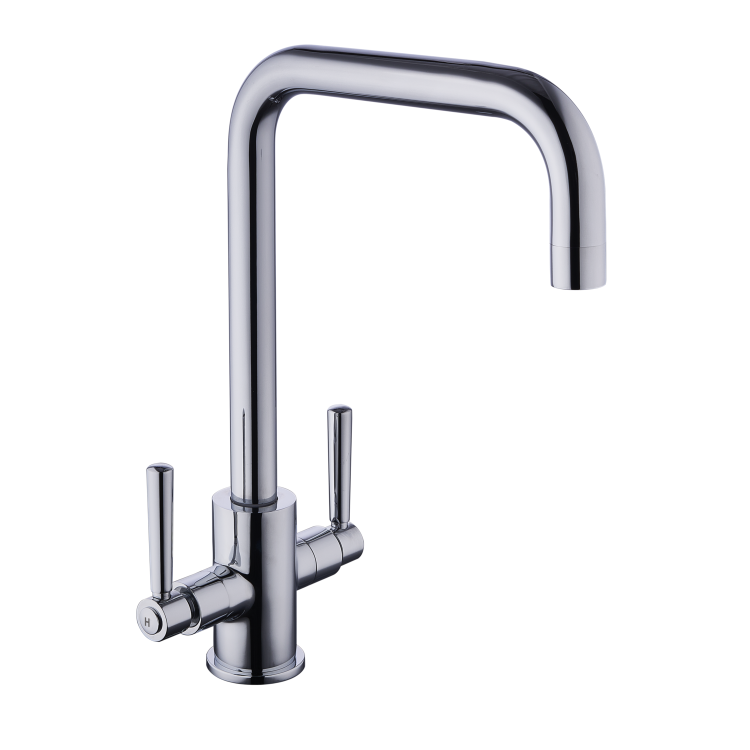 White Single Bowl Composite Inset kitchen Sink with Reversible Drainer & Chrome Dual Lever Kitchen Mixer Tap - Essence