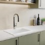White Single Bowl Composite Inset kitchen Sink with Reversible Drainer & Chrome Dual Lever Kitchen Mixer Tap