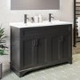 Grade A1 - 1200mm Black Freestanding Double Vanity Unit With Basins  - Camden 