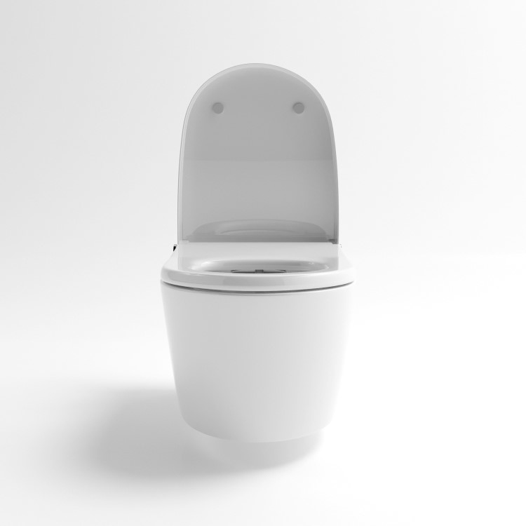 Wall Hung Smart Bidet Japanese Toilet & 820mm Frame Cistern and Brass Pneumatic Flush Plate - Purificare