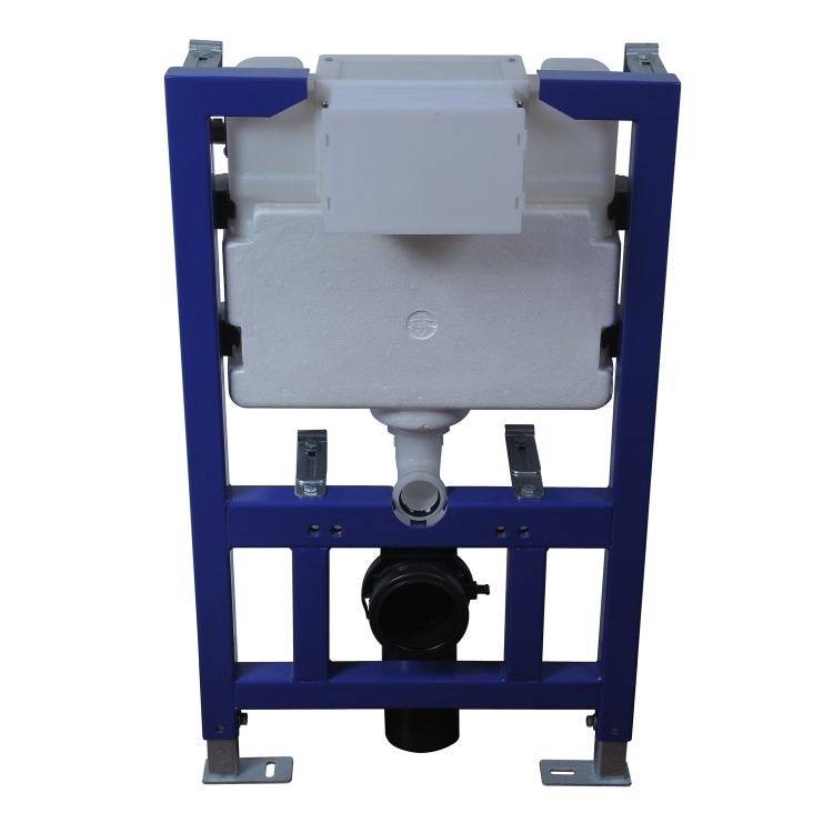 Wall Hung Toilet with Soft Close Toilet Seat, Brushed Bronze Pneumatic Flush Plate, 820mm Frame & Cistern - Newport