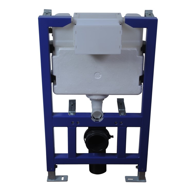 Fluted Wall Hung Rimless Toilet with Soft Close Seat, Chrome Pneumatic Flush Plate, 820mm Frame & Cistern – Oregon