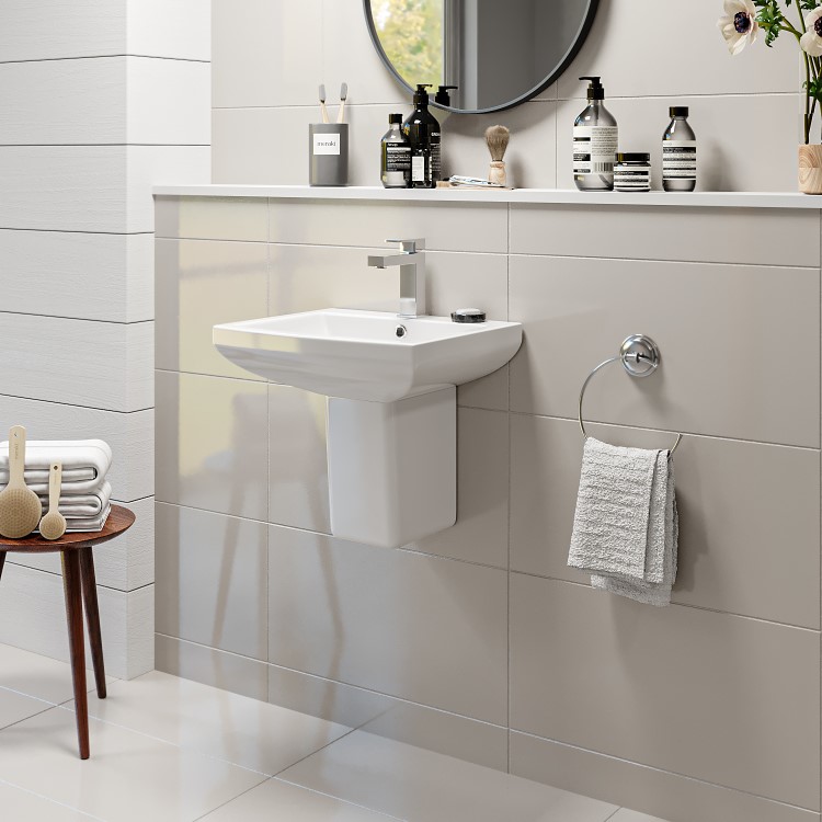 Grade A1 - Semi Pedestal and Basin 460mm -  Tabor