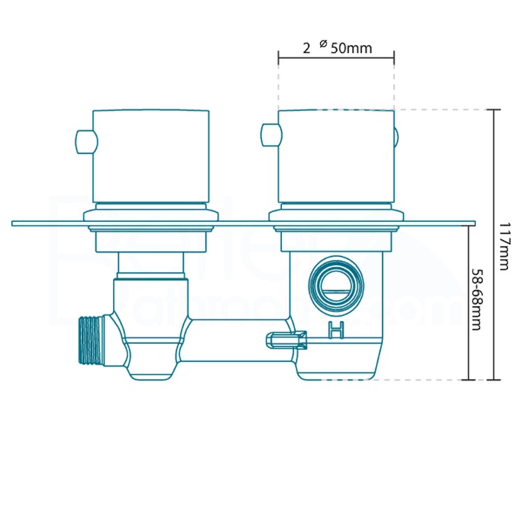 Concealed Dual Control Thermostatic Shower Valve & Freeflow Bath Filler with Push Button Waste & Overflow