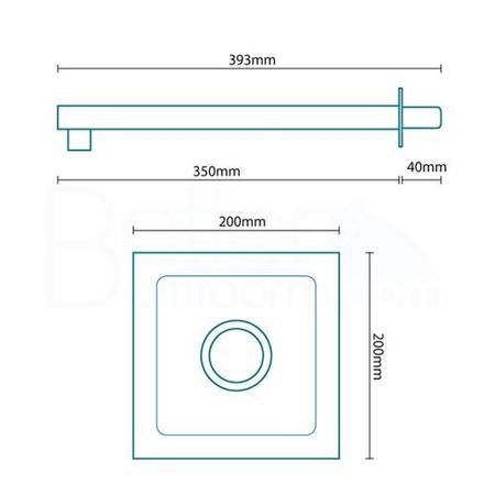 UltraThin Designer Square 200mm Shower Head & Wall Arm