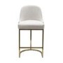 Set of 2 Beige Boucle Kitchen Stools with Gold Legs - Callie