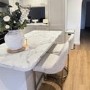 Set of 2 Beige Boucle Kitchen Stools with Gold Legs - Callie
