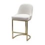 Set of 2 Beige Boucle Kitchen Stools with Gold Legs - Callie