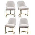 BUN/CAL002/90959 Set of 4 Beige Boucle Dining Chairs with Gold Legs - Callie
