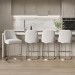 Set of 4 Beige Boucle and Chrome Kitchen Stools - Callie