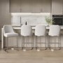 Set of 4 Beige Boucle and Chrome Kitchen Stools - Callie