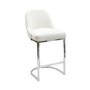Set of 4 Beige Boucle and Chrome Kitchen Stools - Callie