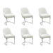 Set of 6 Beige Boucle Dining Chairs with Chrome Legs - Callie
