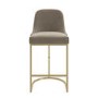Mink Velvet Kitchen Stool with Gold Legs - Callie