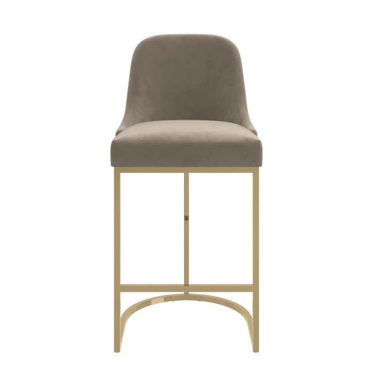 Mink Velvet Kitchen Stool with Gold Legs - Callie