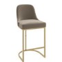 Mink Velvet Kitchen Stool with Gold Legs - Callie