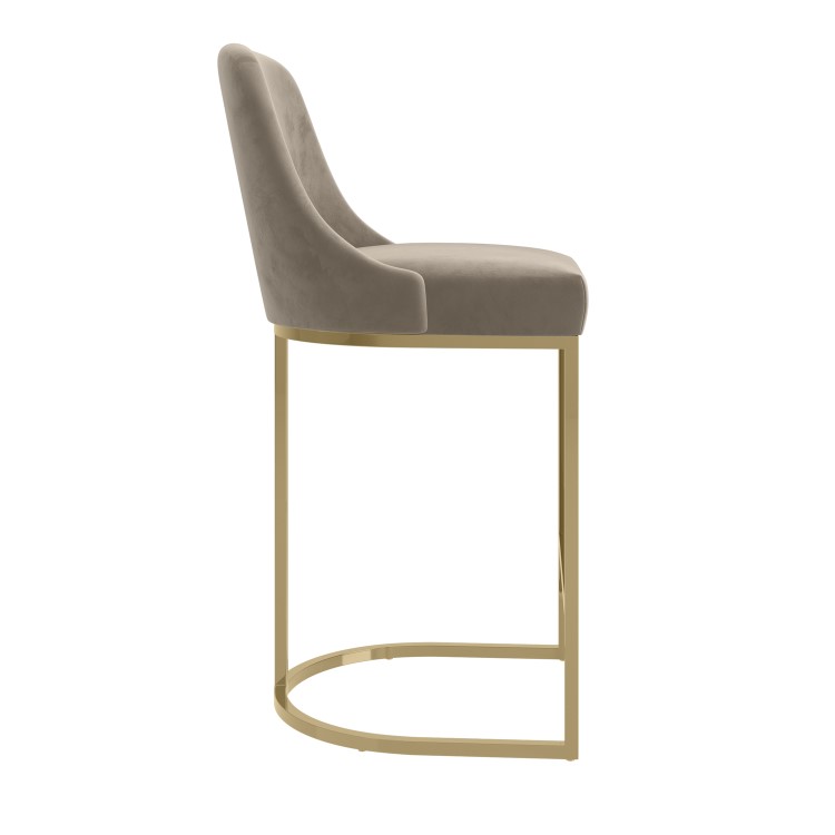 Mink Velvet Kitchen Stool with Gold Legs - Callie