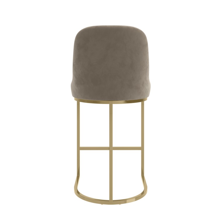 Mink Velvet Kitchen Stool with Gold Legs - Callie