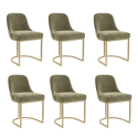 BUN/CAL006/98342 Set of 6 Sage Green Velvet Dining Chairs with Gold Legs - Callie