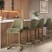 Set of 4 Sage Green Velvet Kitchen Stools with Gold Legs - Callie