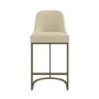 Set of 4 Beige Upholstered Kitchen Stools with Brass Legs - Callie