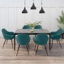 Grey Marble Extendable Dining Table with 6 Teal Velvet Dining Chairs - Camilla