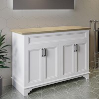 1200mm White Freestanding Double Countertop Vanity Unit - Camden