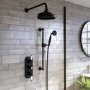 Black 2 Outlet  Wall Mounted Thermostatic Mixer Shower Set with Hand Shower - Cambridge