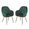 Glass Top Dining Table with 4 Green Velvet Dining Chairs - Capri