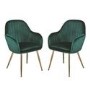 Round Glass Dining Table Set with 4 Green Velvet Chairs - Seats 4 - Capri
