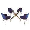 Round Glass Dining Table Set with 4 Blue Velvet Chairs - Seats 4 - Capri