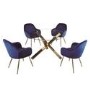 Round Glass Dining Table Set with 4 Blue Velvet Chairs - Seats 4 - Capri