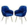 Round Glass Dining Table Set with 4 Blue Velvet Chairs - Seats 4 - Capri