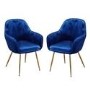 Round Glass Dining Table Set with 4 Blue Velvet Chairs - Seats 4 - Capri