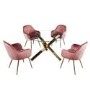Round Glass Dining Table Set with 4 Pink Velvet Chairs - Seats 4 - Capri
