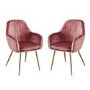 Round Glass Dining Table Set with 4 Pink Velvet Chairs - Seats 4 - Capri