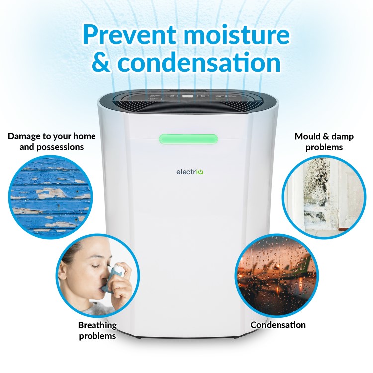 electriQ CD12P dehumidifier with HEPA filter for advanced air purification