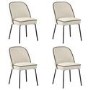 Set of 4 Cream Upholstered Dining Chairs - Celia