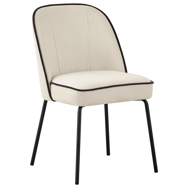 Set of 4 Cream Upholstered Dining Chairs - Celia