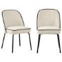 Set of 2 Cream Upholstered Dining Chairs - Celia