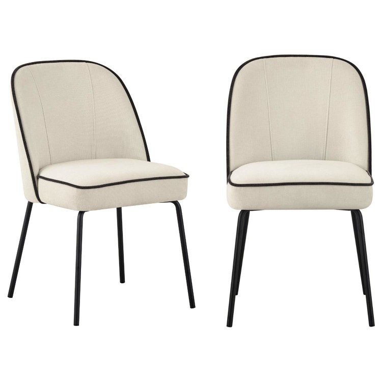 Set of 2 Cream Upholstered Dining Chairs - Celia
