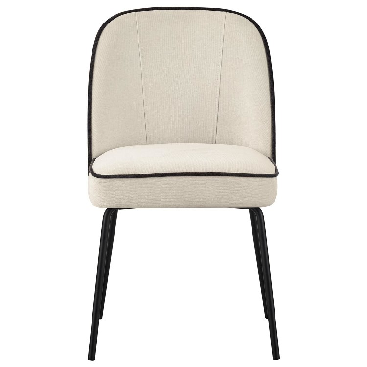 Set of 2 Cream Upholstered Dining Chairs - Celia