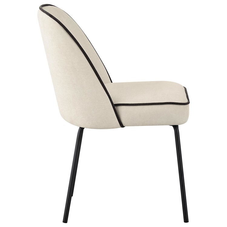 Set of 2 Cream Upholstered Dining Chairs - Celia