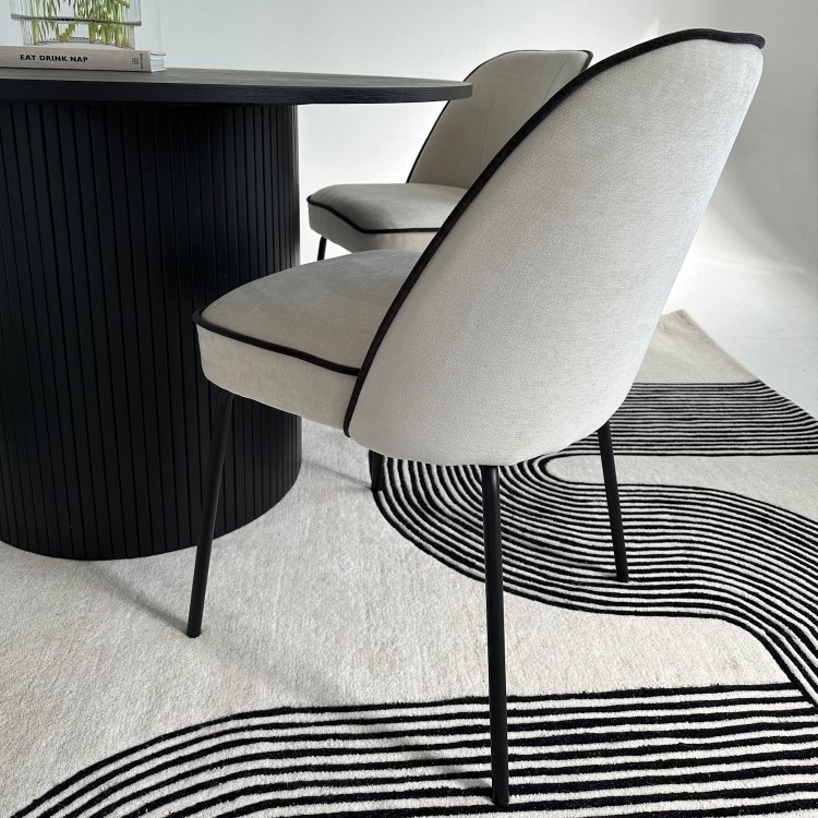 Set of 2 Cream Upholstered Dining Chairs - Celia