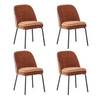 Set of 4 Burnt Orange Upholstered Dining Chairs - Celia