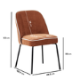 Set of 2 Burnt Orange Upholstered Curved Dining Chairs - Celia