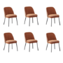 Set of 6 Burnt Orange Upholstered Curved Dining Chairs - Celia