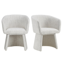 BUN/CER002/96643 Set of 2 Cream Upholstered Curved Tub Swivel Dining Chairs - Cher