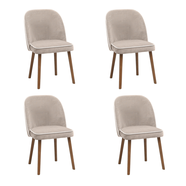 Set of 4 Beige Upholstered Dining Chairs - Claudia